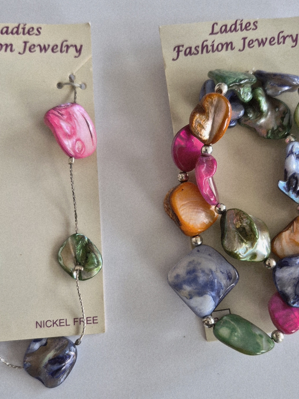 Multicolor Gemstone Bead Women's Necklace and Stretch Bracelet Set